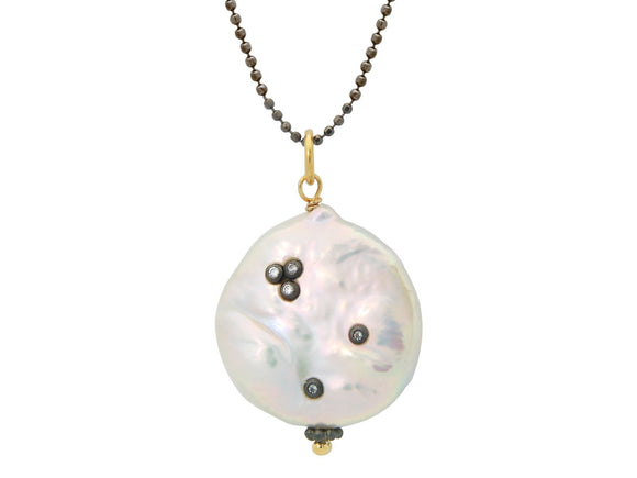 Coin Pearl CZ Inlay Necklace, 24