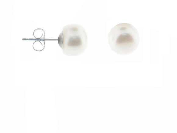 Cream Pearl Stud Earrings, 9-9.5mm - Presidential Brand (R)