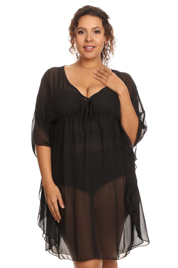 Women's Plus Size Chiffon Beach Dress Swimwear Cover-Up Made in the USA - Presidential Brand (R)