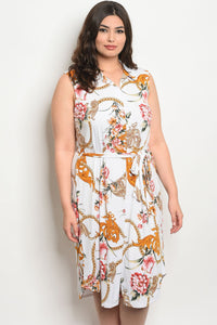Women's Plus Size Off White Floral Sleeveless Printed Tunic Dress(6 pcs/ Bundle) - Presidential Brand (R)