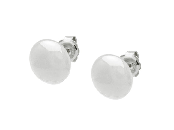 Sterling Silver Flat Ball Stud Earrings 13 mm Mirror Finish - Presidential Brand (R)