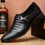 Men Solid Color Folds Comfy Microfiber Leather Non Slip Formal Shoes - Presidential Brand (R)