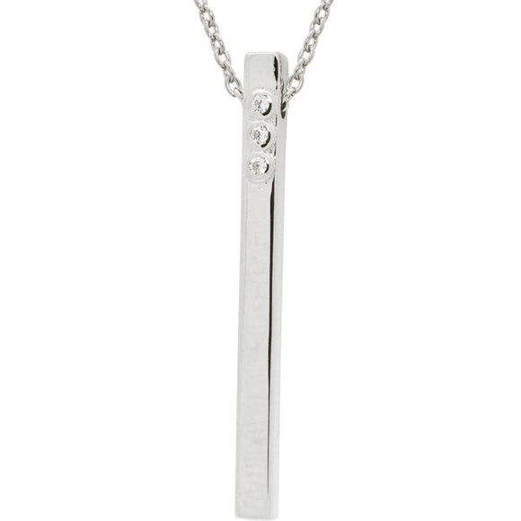Sterling Silver Lariat Necklace with Sparkling Solid Bar Pendant - Presidential Brand (R)