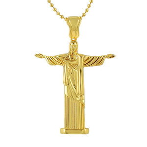 Gold Christ the Redeemer Large CZ Pendant - Presidential Brand (R)