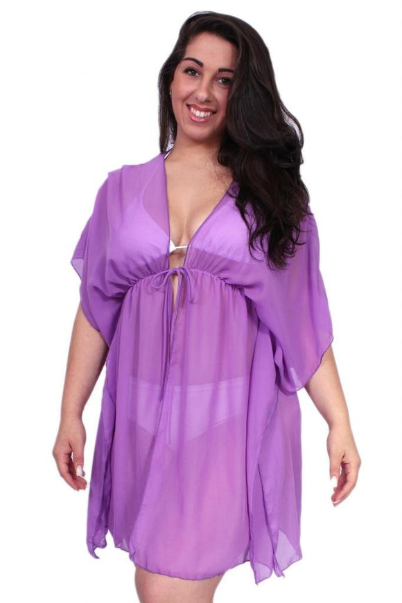 Plus Size Chiffon Open Front Swimwear Cover-up Beach Dress Made in the USA - Presidential Brand (R)