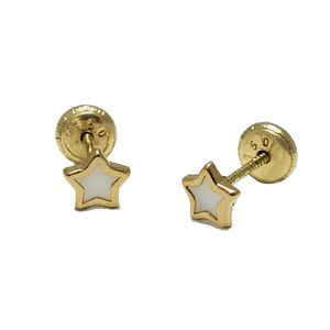 BecKids 18k Gold Mother of Pearl Star Stud Earrings - Presidential Brand (R)