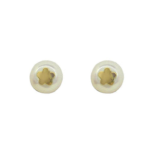 BecKids 14k Yellow Gold Flower Pearl Stud Earrings, 5mm - Presidential Brand (R)