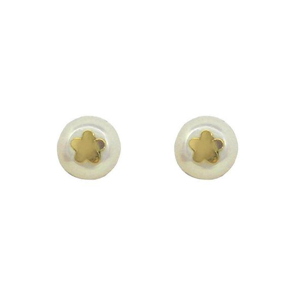 BecKids 14k Yellow Gold Flower Pearl Stud Earrings, 5mm - Presidential Brand (R)