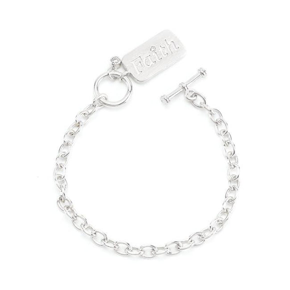 Silvertone Finish Faith Charm Bracelet - Presidential Brand (R)