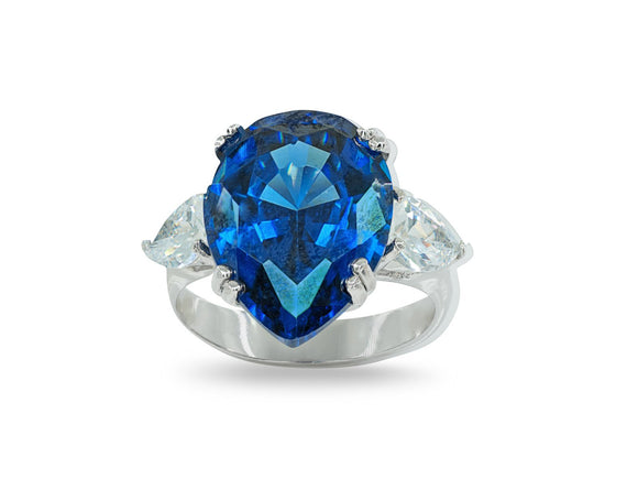 Simulated Sapphire Oval Ring in Sterling Silver - Presidential Brand (R)