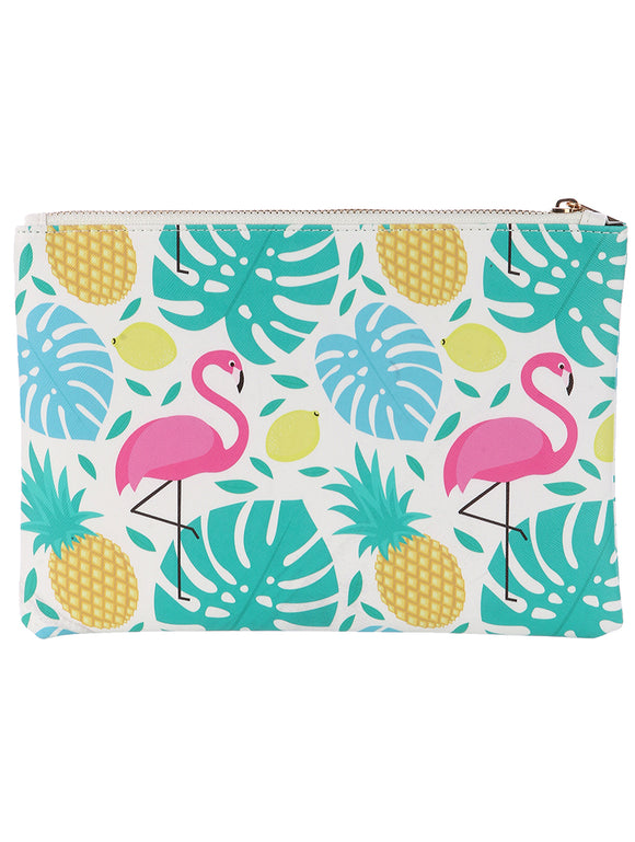 TROPICAL PRINT VINYL CLUTCH POUCH - Presidential Brand (R)