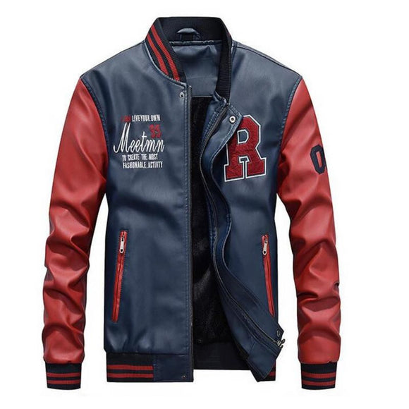 Mens Baseball Faux Leather Jacket - Presidential Brand (R)
