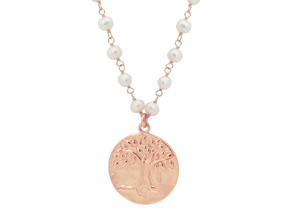 Pink Tree of Life & Pearls Necklace - Presidential Brand (R)
