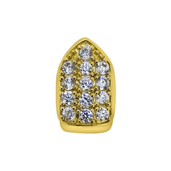Gold Bling CZ Single Tooth Grillz Bottom - Presidential Brand (R)