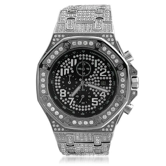 Octagon CZ Bling Stainless Steel Watch - Presidential Brand (R)