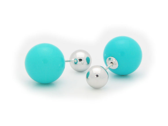 Double Sided Turquoise Tribal Earrings | 925 Sterling Silver - Presidential Brand (R)