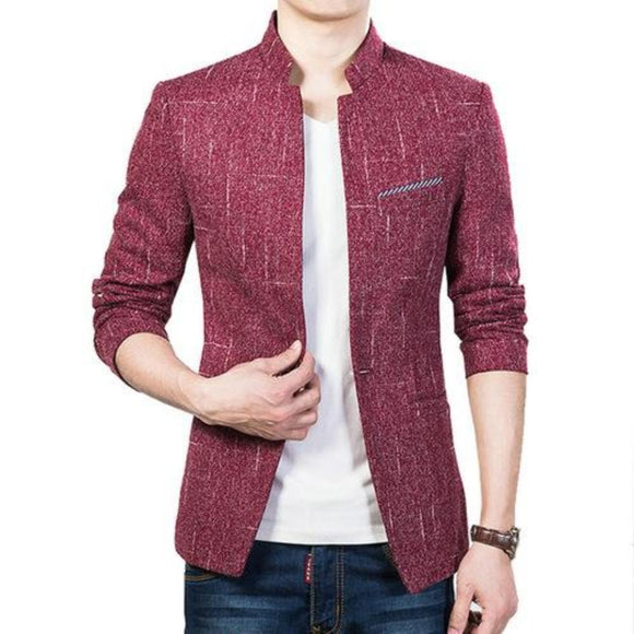 Mens Stand Collar Blazer Slim Fit - Presidential Brand (R)
