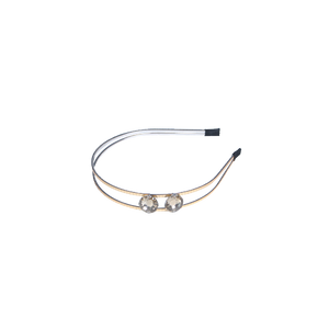 Gold Double Band Headband with 2 Gems - Presidential Brand (R)
