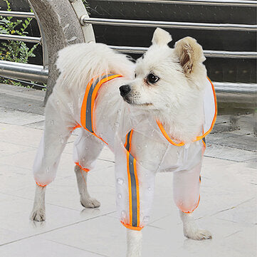 Pets Hooded Raincoats Reflective Strip Dogs Rain Coat Waterproof Jacket Breathable
