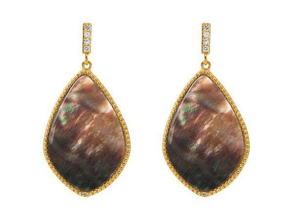 Large Grey Mother of Pearl Drop Earrings - Presidential Brand (R)