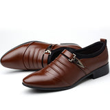 Men Solid Color Folds Comfy Microfiber Leather Non Slip Formal Shoes - Presidential Brand (R)
