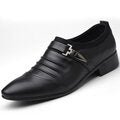 Men Solid Color Folds Comfy Microfiber Leather Non Slip Formal Shoes - Presidential Brand (R)