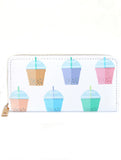 BUBBLE TEA PRINT VINYL CLUTCH WALLET - Presidential Brand (R)