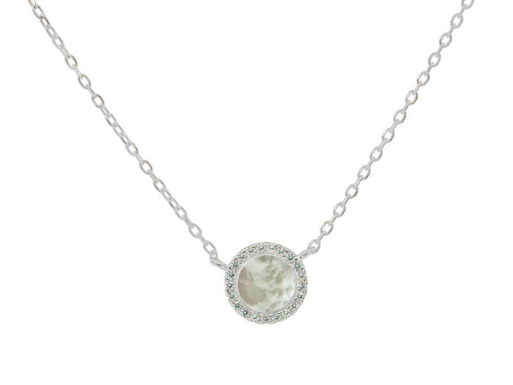 Circle Mother of Pearl Necklace in Sterling Silver - Presidential Brand (R)