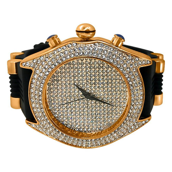 Full Dial and Triple Bezel Icey Watch Rose Gold - Presidential Brand (R)