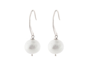 Sterling Silver Flat Hook Pearl Earrings - Presidential Brand (R)