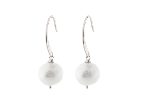 Sterling Silver Flat Hook Pearl Earrings - Presidential Brand (R)