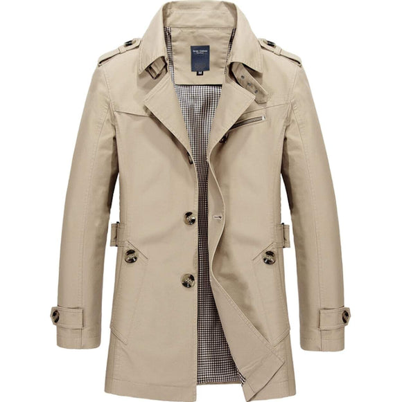 Mens Mid Length Trench Coat in Beige - Presidential Brand (R)