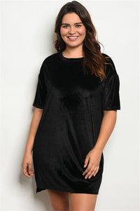Women's Plus Size Black Velvet Short Sleeve Tunic Dress(6 pcs/ Bundle) - Presidential Brand (R)