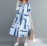 Womens Round Neck Blue Long Dress - Presidential Brand (R)
