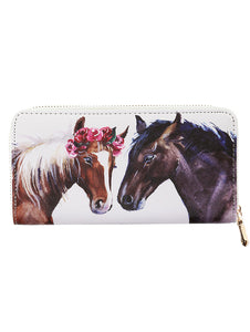 HORSE COUPLE PRINT VINYL CLUTCH WALLET - Presidential Brand (R)