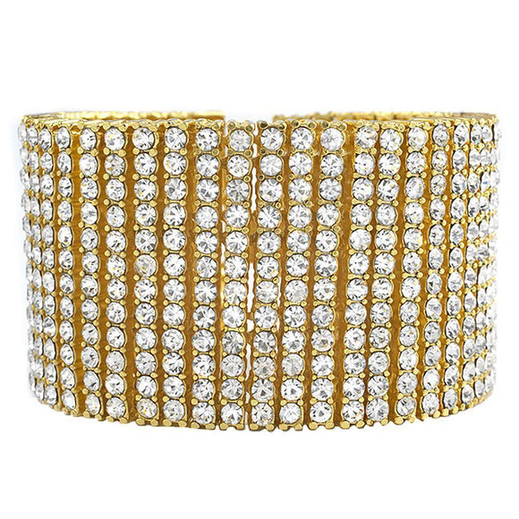 12 Row Gold Iced Out Bracelet - Presidential Brand (R)