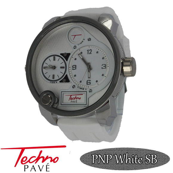 Dual Time Zone Watch White Silicone Band - Presidential Brand (R)