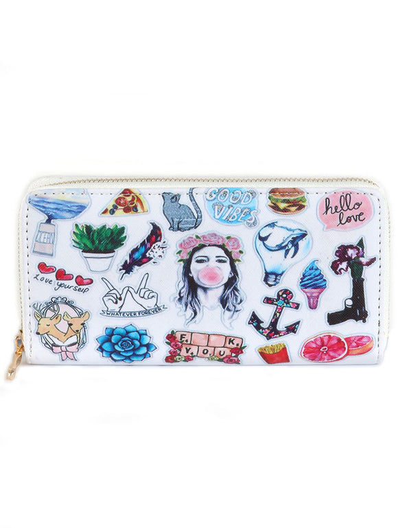 CHARACTER PRINT VINYL CLUTCH WALLET - Presidential Brand (R)