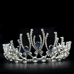 LO2107 - Imitation Rhodium Brass Tiaras & Hair Clip with Top Grade Crystal in Montana - Presidential Brand (R)