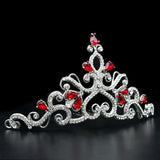 LO2109 - Imitation Rhodium Brass Tiaras & Hair Clip with Top Grade Crystal in Ruby - Presidential Brand (R)
