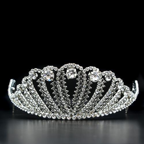 LO2114 - Imitation Rhodium Brass Tiaras & Hair Clip with Top Grade Crystal in Clear - Presidential Brand (R)