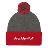 Presidential Logo White | Pom Pom Knit Cap - Presidential Brand (R)