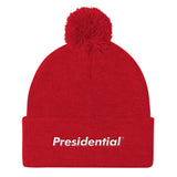 Presidential Logo White | Pom Pom Knit Cap - Presidential Brand (R)