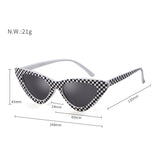 Fashion Cat Eye Sunglasses Women 90S Retro Vintage Small Frame Checkered Sun glasses black red pink shades - Presidential Brand (R)