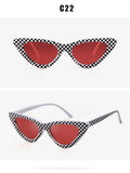 Fashion Cat Eye Sunglasses Women 90S Retro Vintage Small Frame Checkered Sun glasses black red pink shades - Presidential Brand (R)