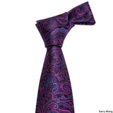 Purple Paisley Men Ties 8.5cm Wide 100% Silk Tie Hanky Box Set Necktie - Presidential Brand (R)
