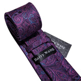 Purple Paisley Men Ties 8.5cm Wide 100% Silk Tie Hanky Box Set Necktie - Presidential Brand (R)