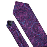 Purple Paisley Men Ties 8.5cm Wide 100% Silk Tie Hanky Box Set Necktie - Presidential Brand (R)