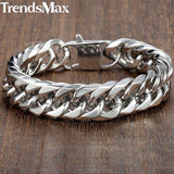 Men's Bracelet Hiphop Cuban Link Chain 316L Stainless Steel Bracelet For Male Jewelry 2018 Gifts Dropshipping 15mm - Presidential Brand (R)