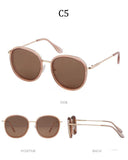 Fashion round sunglasses women men brand luxury design green candy lens pink frame Polarized sun glasses shades - Presidential Brand (R)